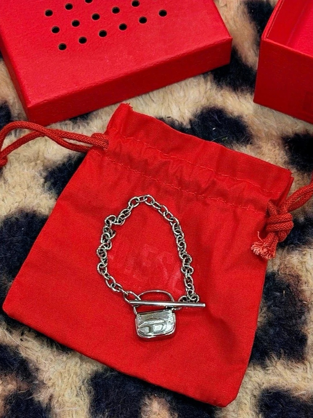 Diesel 1DR Charm Chain Bracelet Silver